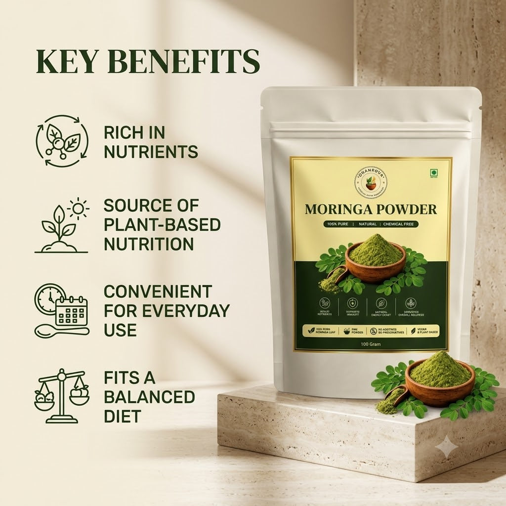 DHANROVA Organic Moringa Powder | 100% Pure | 100g