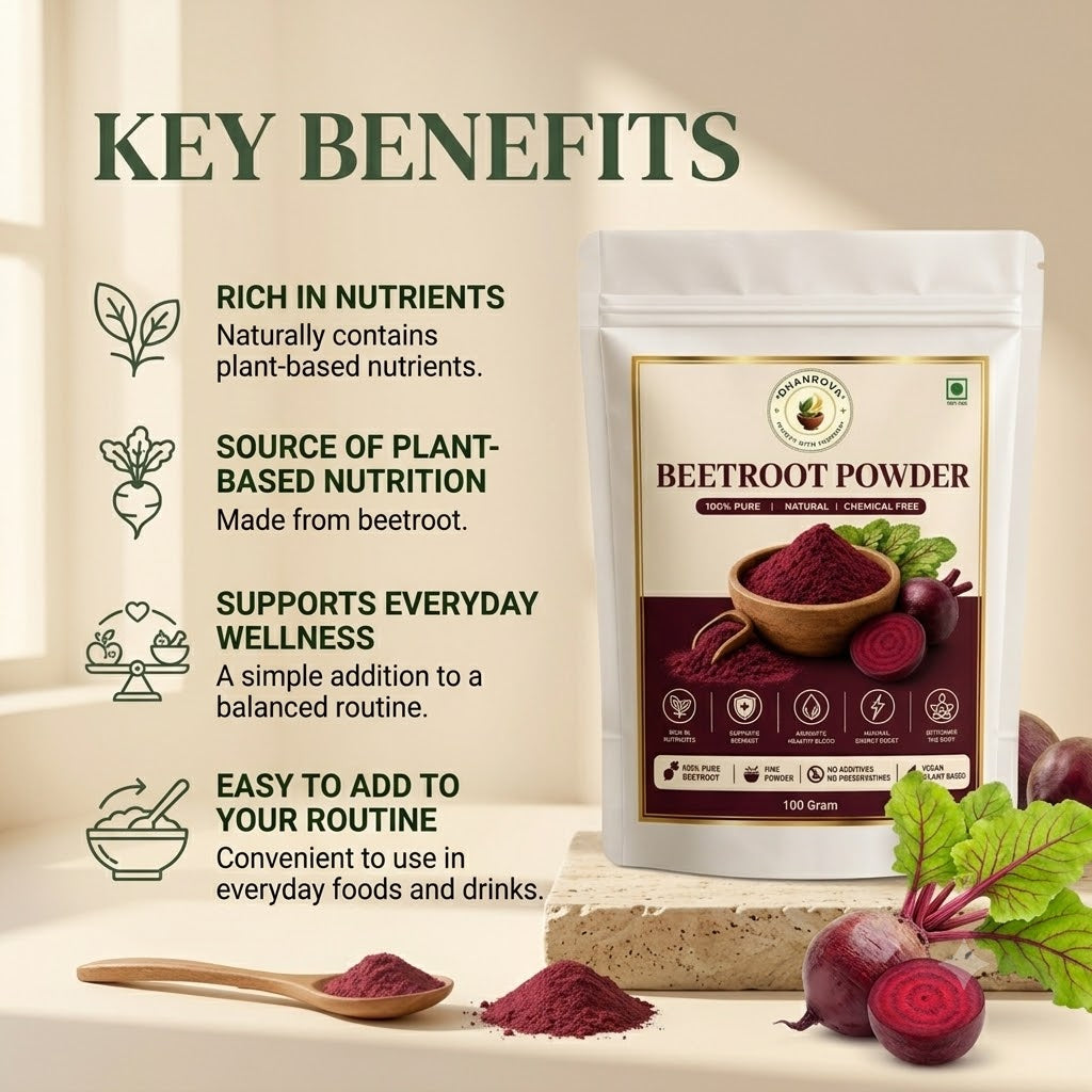 DHANROVA Natural Beetroot Powder | 100% Pure | 100g