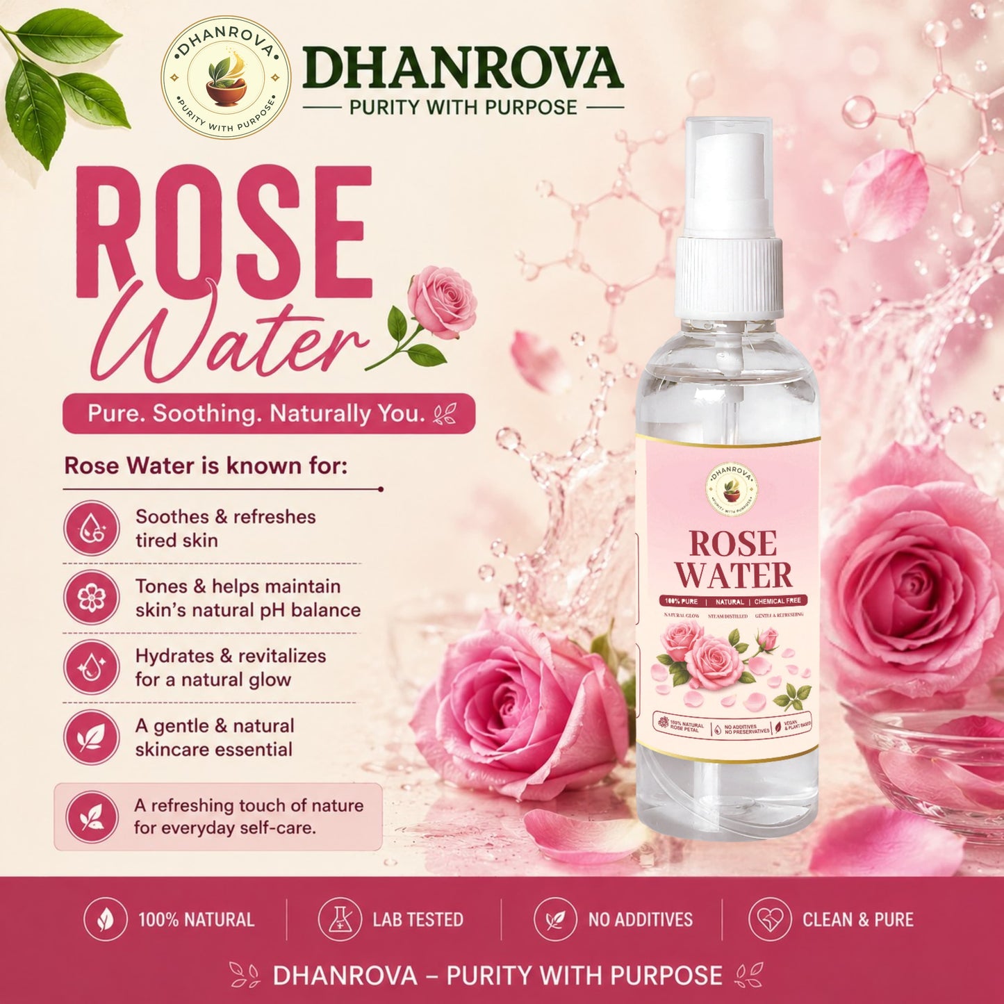 DHANROVA Natural Rose Water | 100ml